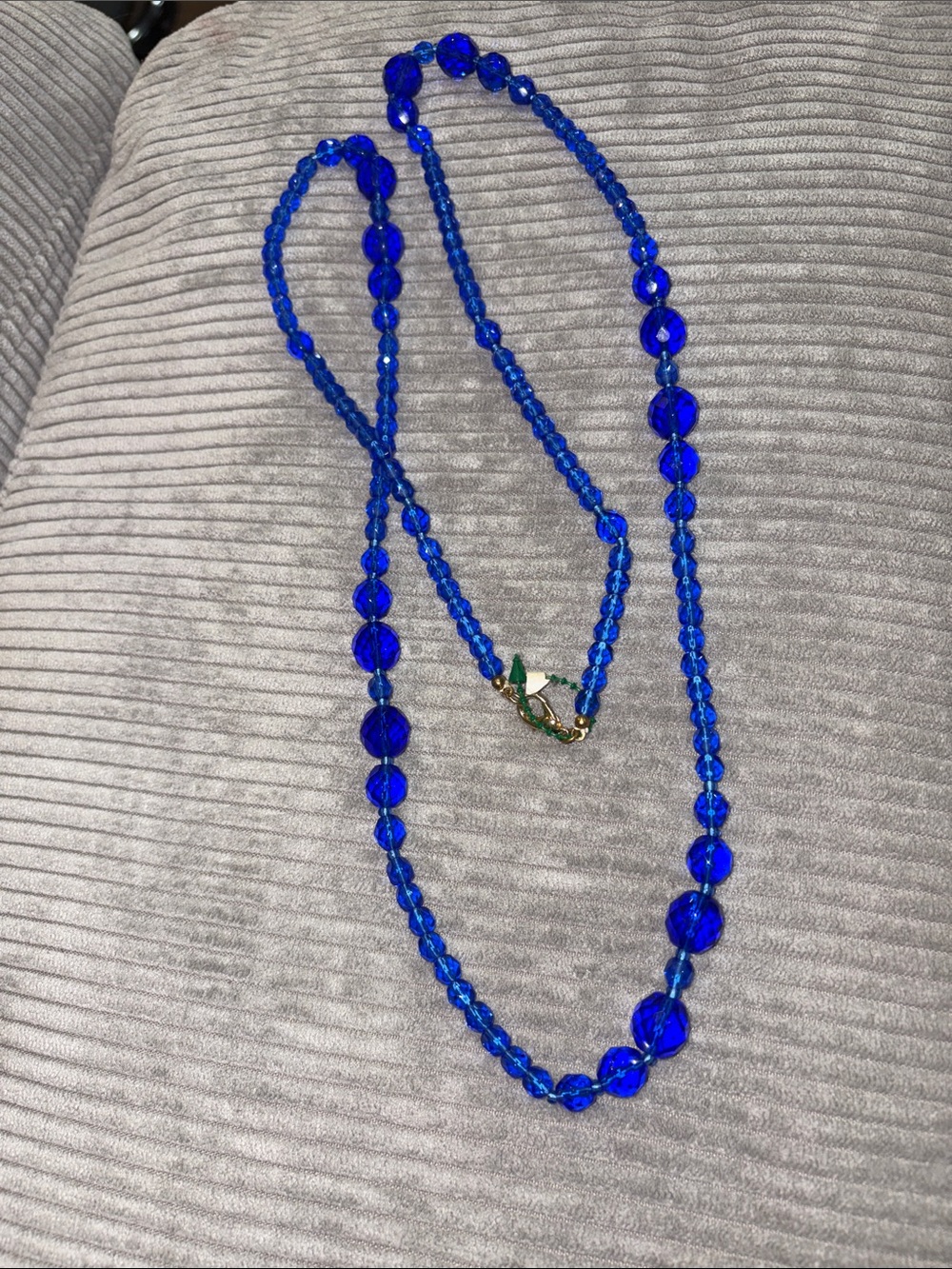 21-antique Elegant Cobalt Blue Beaded Necklace got it from antique store